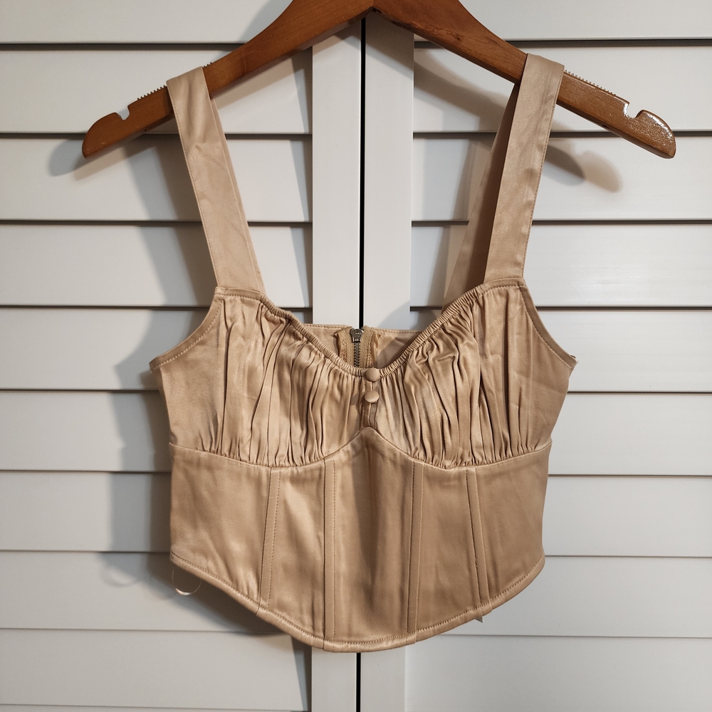 ZARA  NWT  Beige Satin Corset Bodice Chic Small